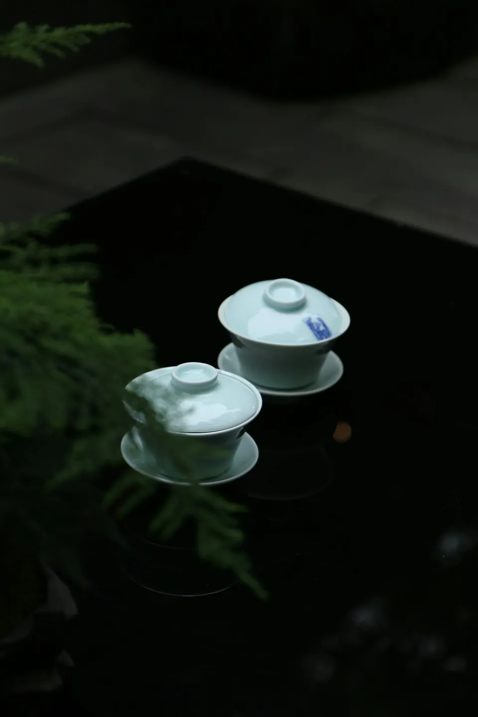 Chinese tea cups on a table